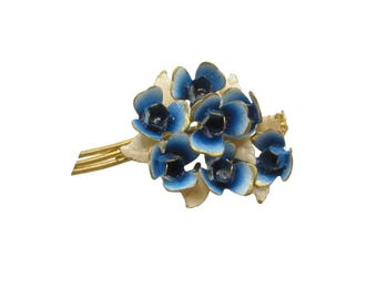 Broche Florale Vintage Pensée Bicolore - Micro éléments - Années 70 - Occasion