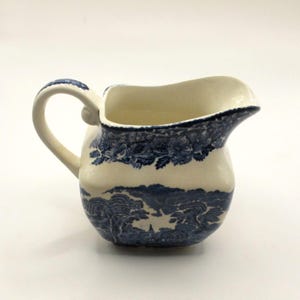 Woodland Enogh Wedgwood Blue Fower Motif Vintage Antique Porcelain Milk Jug Large Creamer Collectable Home Decor Kitchen Table Decoration