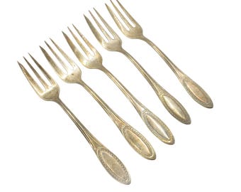 Vintage Colsman Silver Plated Dessert Forks Set | 1933 Engraved German Flatware | 1930s Cake Prongs | Antique Cutlery Tableware