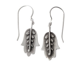 botanical hamsa earrings