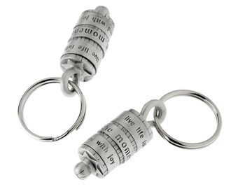 The Moment is Now Keychain - Spinning Pewter Key Chain