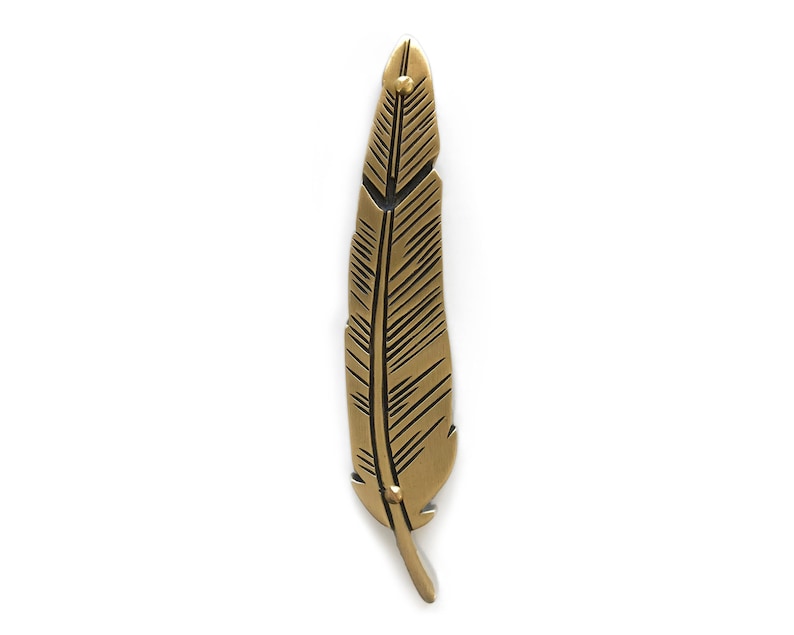 brass feather mezuzah image 1