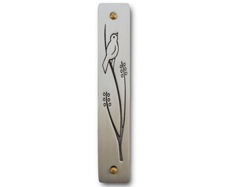 Wren Mezuzah - Pewter Judaica - Emily Rosenfeld