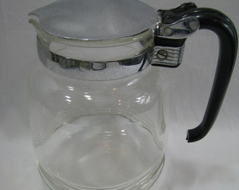 Vintage Glass Coffee Server 5 Cup Bakelite Handle Stainless Steel Lid