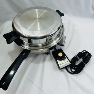 Vintage Webalco Liquid Oil Core Electric Skillet Fry Pan Stainless Steel with Long Handle