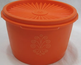 Vintage Tupperware Servalier Canisters Bright Orange Mini 1297