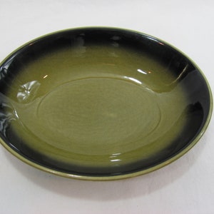 Vintage Taylor Smith Taylor Avocado Green Black Riviera Small Oval Bowl