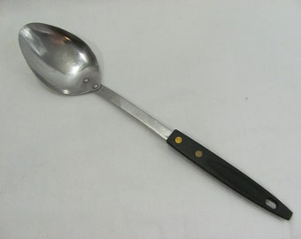 Vintage Basting Serving Spoon Stainless Steel Utensil Hanging Hole 12 3/4"