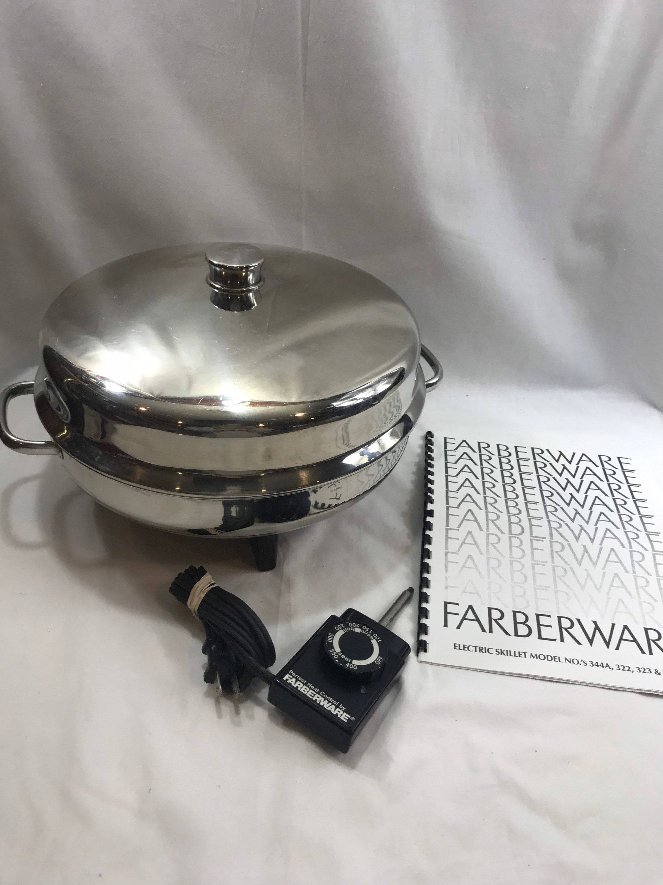 Vintage Farberware 12 Electric Skillet Fry Pan Stainless 