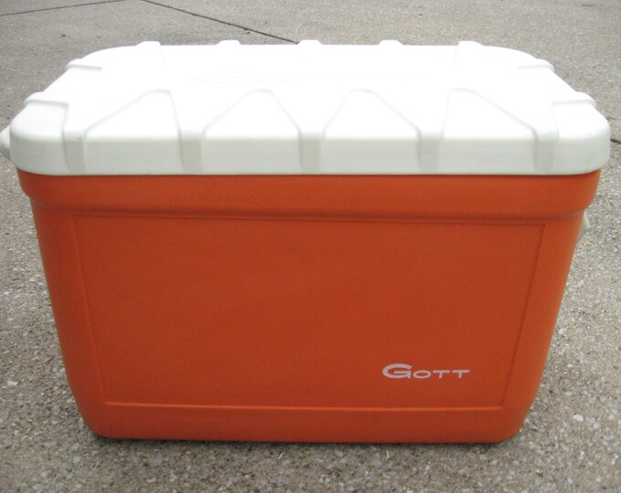 Vintage Orange and White Gott Cooler Ice Chest Beer Picnic 1848 48 Qt