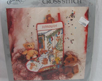 Something Special Counted Cross Stitch Christmas Stocking Kit 50749 Bears in Living Room 12" x 17"