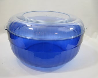 Vintage Tupperware Preludio Blå Akryl Salladsskål med Lock
