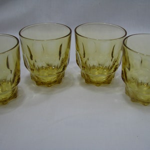 Set of 4 Vintage Hazel Atlas Amber Reflection Tumbler Thumbprint Juice Glasses 6 oz