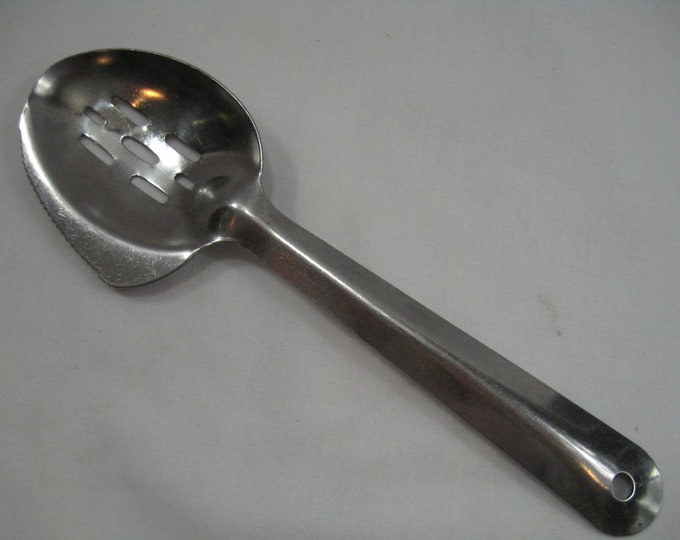 Vintage Ace Drain 'R Cut Stainless Steel Slotted Spoon Serrated Utensil