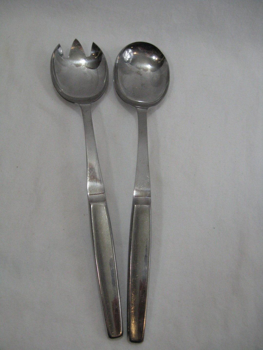 Vintage Maynard Stainless Steel Japan Salad Serving Set Spoon Fork 12 Long Etsy