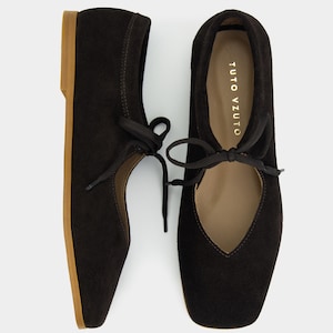 Handmade Leather Mary Jane Ballet Flats: Vintage Square Toe Shoes