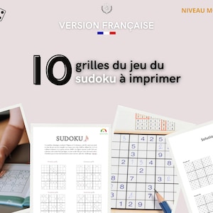 May include: A digital document featuring 10 printable Sudoku puzzles at a medium difficulty level. The layout includes instructional text, multiple grid examples, and a dedicated solution page with numbered puzzle grids for solving and practice.
