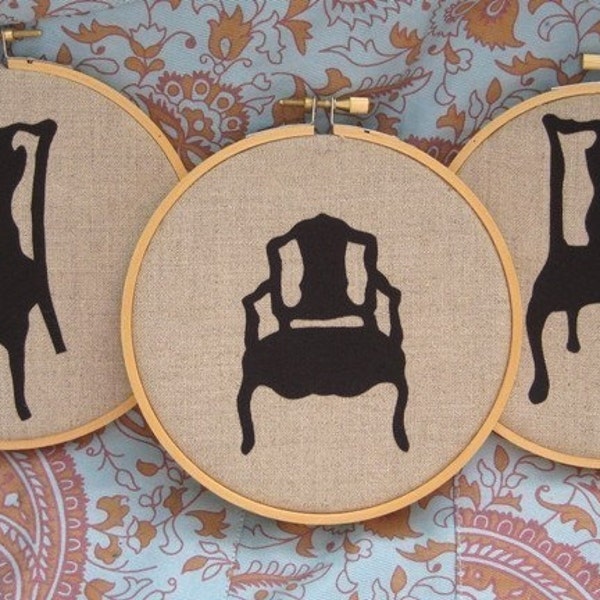 chair silhouette applique trio as seen in Country Living Magazine