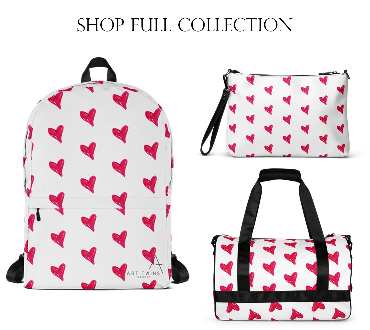 Red Heart Print Backpack, Laptop Backpack - Etsy Finland display picture 3