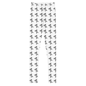 Youth Bow Print Leggings, Black and White Yoga Pants, Youth Activewear
