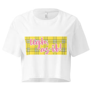 Women’s Ugh, As If! Clueless Crop Top – Yellow Plaid 90s Retro Tee