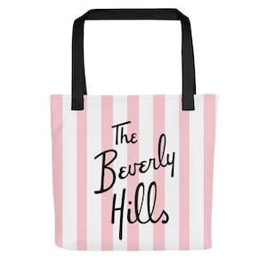 The Beverly Hills Pink Stripe Tote Bag – Classic Glam Carryall