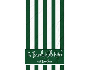 Green Striped Pool Towel: Beverly Hills Hotel Inspired Cabana Stripe