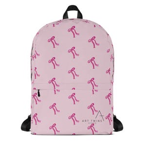 Pink Bow Pattern Backpack - Medium Laptop Backpack for School, Dance, Work, or Travel