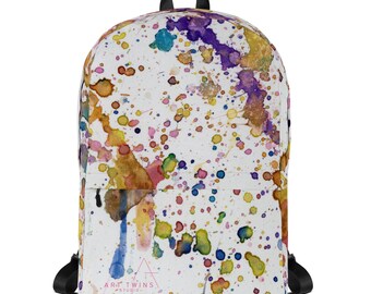 Vibrant Paint Splash Backpack, Artistic Watercolor Design, Stylish & Functional Gift for Artists