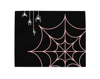 Halloween Tischläufer Spinnennetz Design - Schwarz-Rot Tüll Dekoration 70x300cm