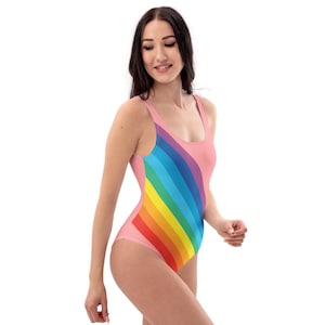 Rainbow Adventures One-Piece Swimsuit, Women’s Pink Swimwear