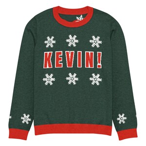Kevin! Holiday Sweater, Green and red Knitted Crew Neck Sweater