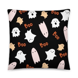 Boo Ghost Throw Pillow: Halloween Spooky Chic Cushion 22x22
