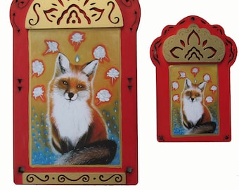 Little Fox Saint & Foxfire, Red Fox Print, Fox Print, Collage, Animal Art, Fox Art, Wildlife Art, Animal Totem, Christina Miller