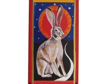 Jackrabbit Saint, Rabbit Art, Wildlife, Hare, Southwest Animal Art, Desert Animal, Jackrabbit Print, Jackalope, Christina Miller Artist