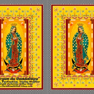 La Virgen de Guadalupe, Tarjeta de felicitación en blanco, Madonna católica, Imagen de mi icono original, Christina Miller Artista
