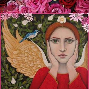 ANGEL in the GARDEN, Garden Art, Protectress of Birds, Angel Apiel, Christina Miller Artist image 2