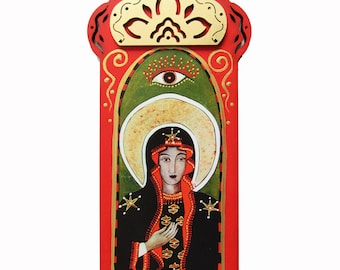 Our Lady of Chestochowa, The Black Madonna of Poland, Lady of Czestochowa, Blessed Virgin Mary,  Collage, Christina Miller artist