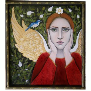 Angel in the Garden, Angel Anpiel, Protectress of Birds, Garden Angel, Angel Art, Collage, Print of my Original, Christina Miller artist image 4