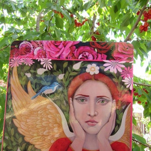 ANGEL in the GARDEN, Garden Art, Protectress of Birds, Angel Apiel, Christina Miller Artist image 6