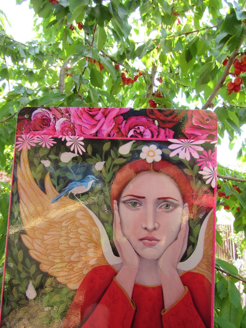 ANGEL in the GARDEN, Garden Art, Protectress of Birds, Angel Apiel, Christina Miller Artist image 6
