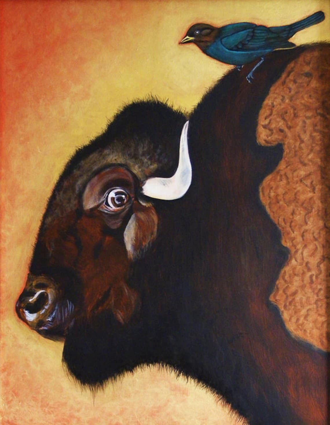 BUFFALO SAINT and COWBIRD Animal Art Buffalo Bison Buffalo Etsy