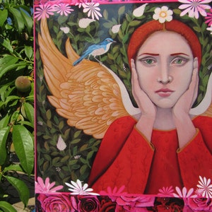ANGEL in the GARDEN, Garden Art, Protectress of Birds, Angel Apiel, Christina Miller Artist image 4