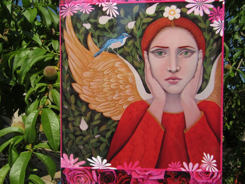 ANGEL in the GARDEN, Garden Art, Protectress of Birds, Angel Apiel, Christina Miller Artist image 4