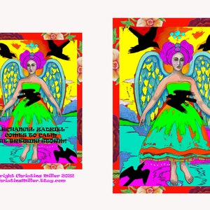 5枚のモダンなアイコングリーティングカード、グアダルーペと3人の神聖な守護神、私のオリジナルの絵画とアイコンからのプリント、クリスティーナ・ミラーアーティスト