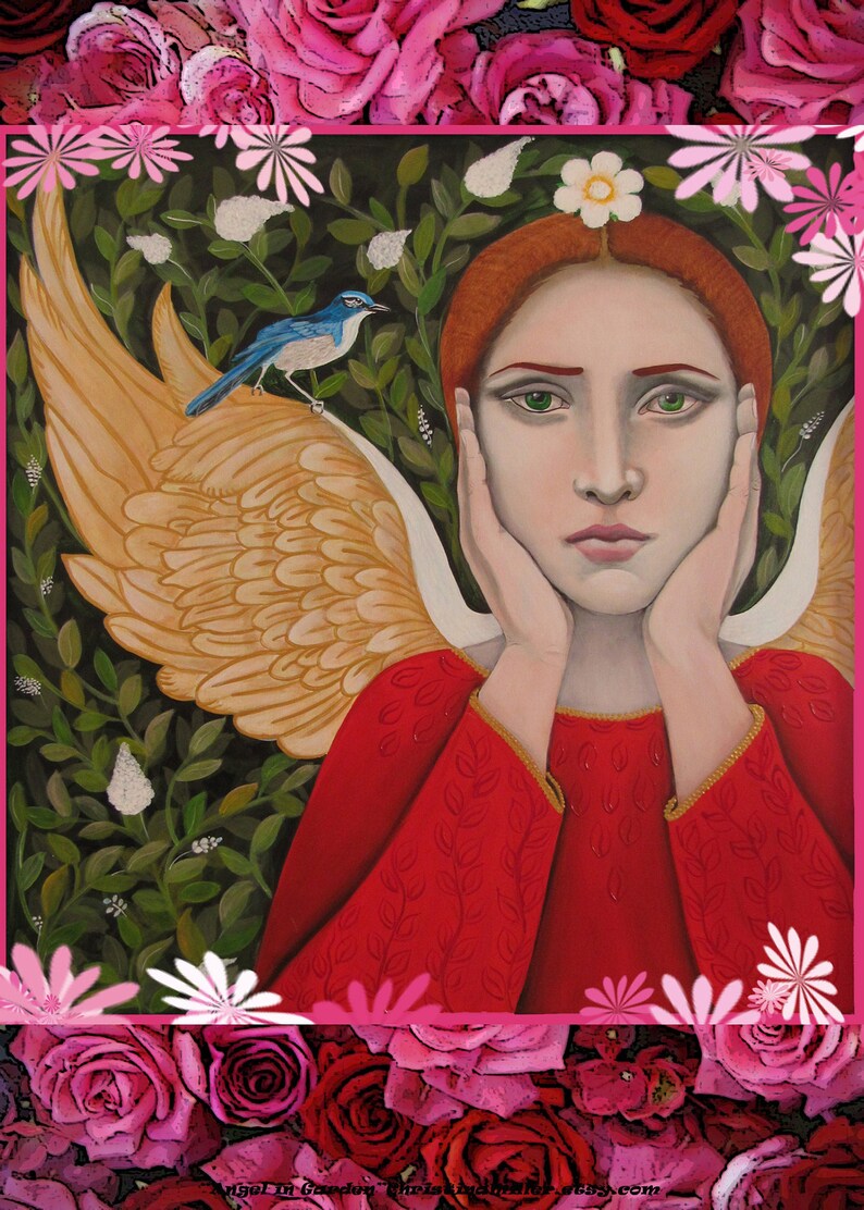 ANGEL in the GARDEN, Garden Art, Protectress of Birds, Angel Apiel, Christina Miller Artist image 2