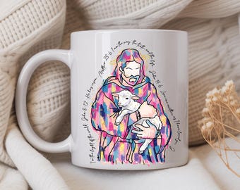 Jesus the Lamb Mug, Christian faith coffee cup, scripture mug, religious gift, Bible verse, spiritual morning mug, Easter gift idea
