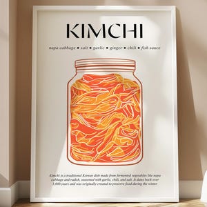 Kimchi Art | Korean Food Print | Retro Kitchen Print | Korean Kimchi | Kitchen Wall Decor | Vintage Food Art | Food Lover | Chef Gifts