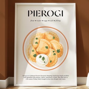 Pierogi Decor | Dumpling Print | Polish Kitchen | Retro Kitchen Poster | Vintage Kitchen Wall Art | Cooking Art | Polish Cuisine | Food Gift