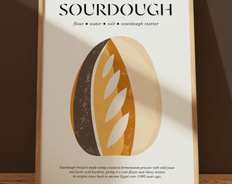 Sourdough Bread | Sourdough Lover | Breakfast Poster | Modern Kitchen Prints | Bakery Art | Bread Prints | Food Artwork | Baking Gift